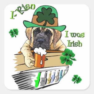 English Mastiff St Patricks Square Sticker
