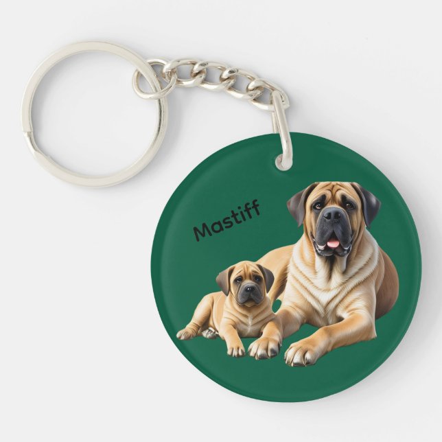 English Mastiff with child on vacation Key Ring (Front)