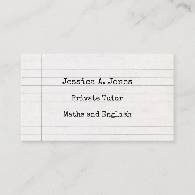 English/Maths Tutor business cards (Front)