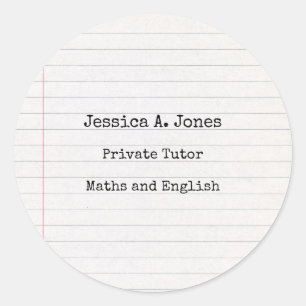 English/Maths Tutor  Classic Round Sticker