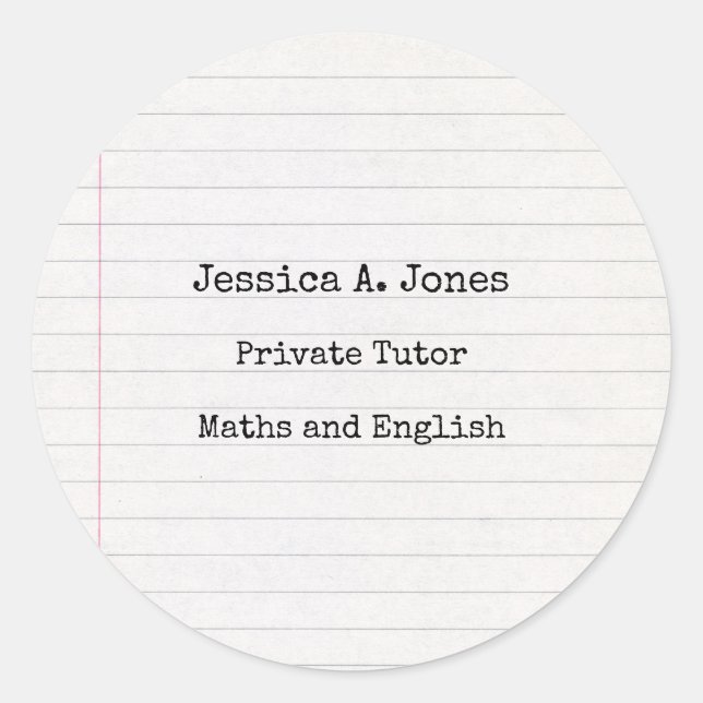 English/Maths Tutor  Classic Round Sticker (Front)