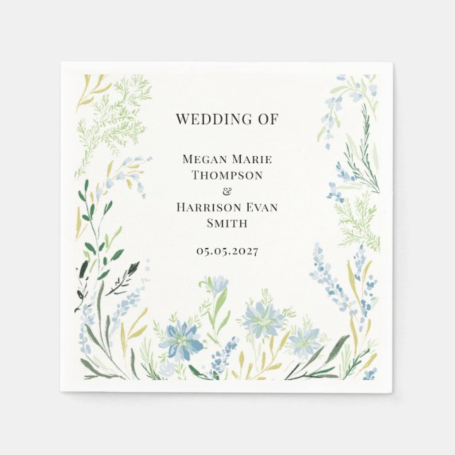 English Meadow Delicate Flower Wedding  Napkin (Front)