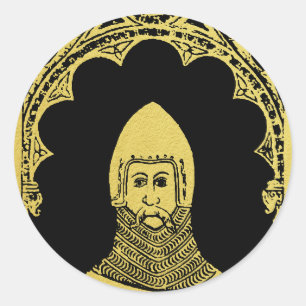 English Mediaeval Portrait 1355 John, Lord Cobham Classic Round Sticker