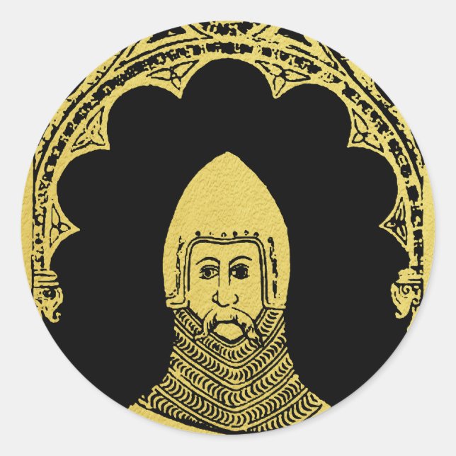 English Mediaeval Portrait 1355 John, Lord Cobham Classic Round Sticker (Front)