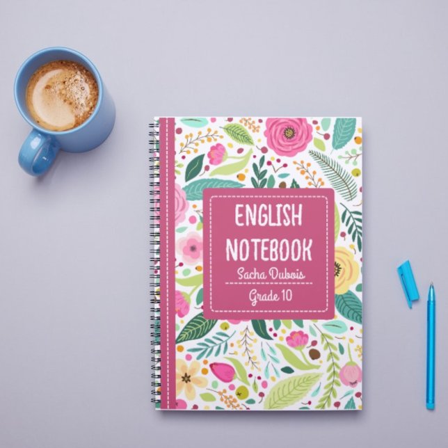 English Notebook Cover in Pink Colourful Floral (English Notebook Cover in Pink Colourful Floral
)