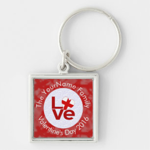 English or St George Cross LOVE White Red Key Ring