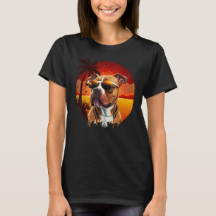 English Pitbull Dad 80s Sunset Vintage Retro Fathe T-Shirt