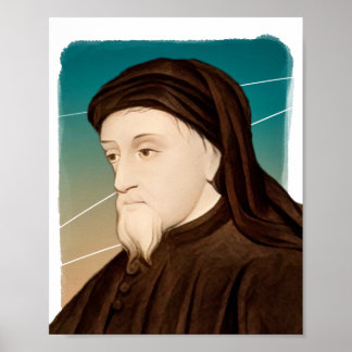 English Poet Geoffrey Chaucer illustration Poster