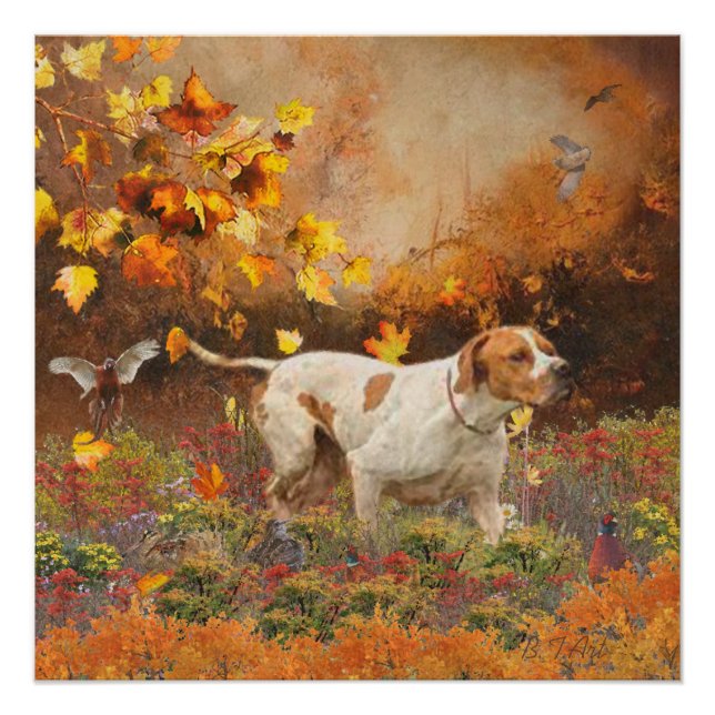 English pointer , Autumn Tapestry Poster (Front)