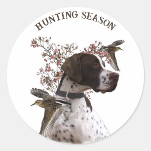 English pointer, bird hunting  classic round sticker