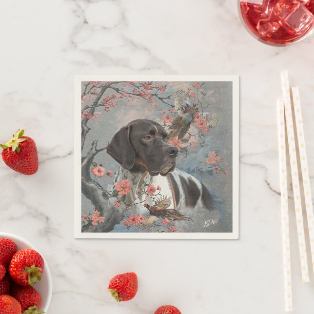 English pointer, bird hunting  napkin (Insitu)