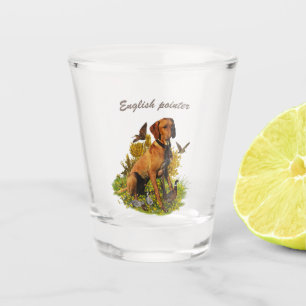 English pointer, bird hunting  shot glass