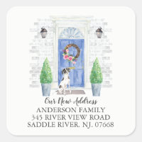 English Pointer Blue Door New Address Label