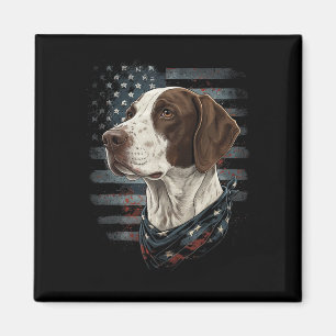 English Pointer Dog American Flag Patriotic Vintag Magnet