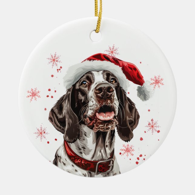 English Pointer Dog Christmas Personalized Ceramic Ornament (Front)