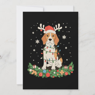 English Pointer Dog Reindeer Hat Christmas Lights Invitation