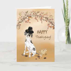 English Pointer Funny Pilgrim Hat Thanksgiving Card