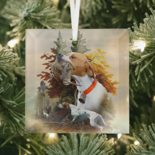 English Pointer  Glass Tree Decoration
