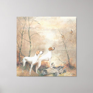 English Pointer is hunting the Pheasants Canvas Print