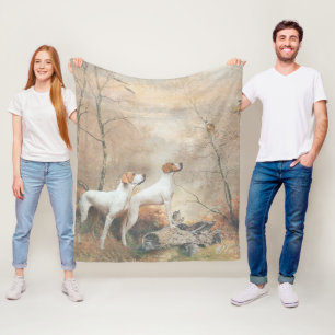 English Pointer is hunting the Pheasants    Fleece Blanket