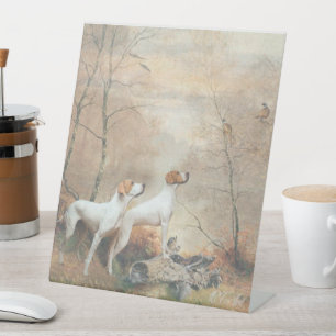 English Pointer is hunting the Pheasants   Pedestal Sign