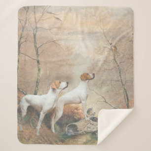 English Pointer is hunting the Pheasants   Sherpa Blanket