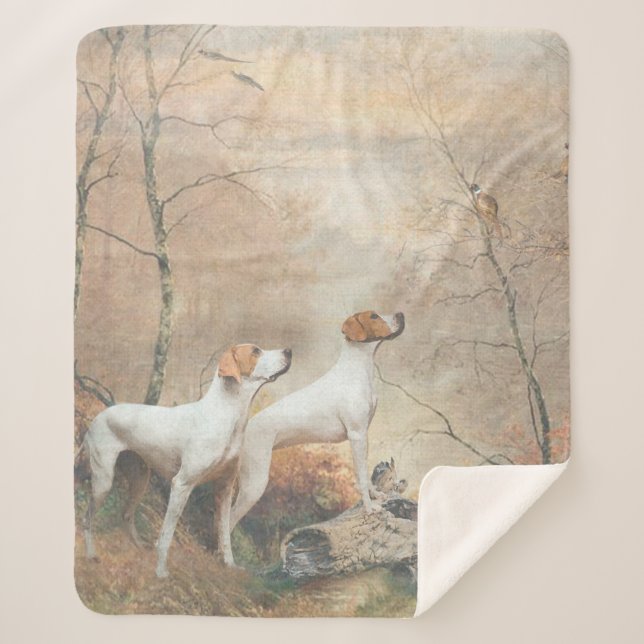 English Pointer is hunting the Pheasants   Sherpa Blanket (Front)