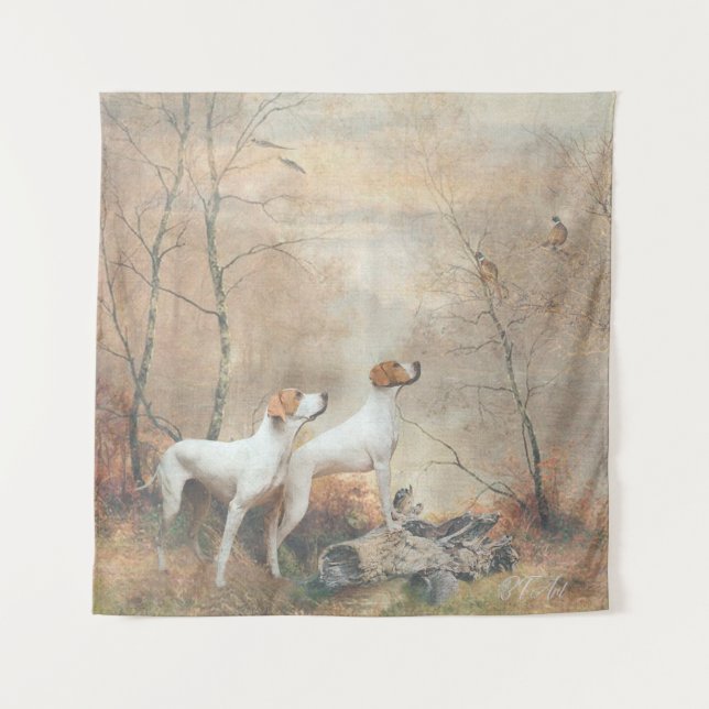 English Pointer is hunting the Pheasants Tapestry (Front)