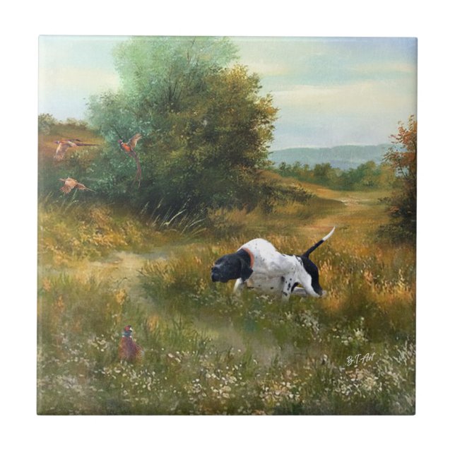 English Pointer On Point  Ceramic Tile (Front)
