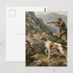 English Pointer, Partridge Hunting Postcard