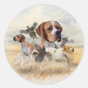 English Pointer Pheasant Hunting Classic Round Sticker