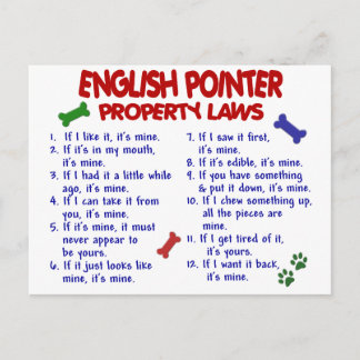 ENGLISH POINTER Property Laws 2 Postcard