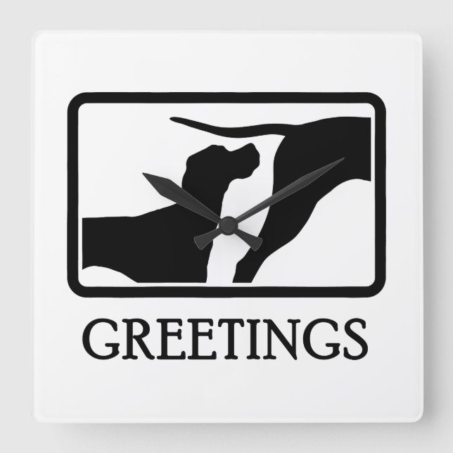 English Pointer Square Wall Clock (Front)