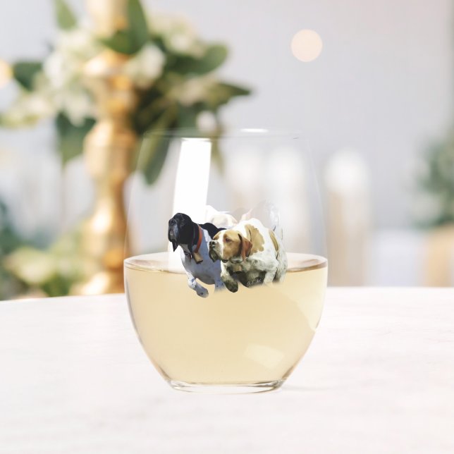English pointer stemless wine glass (Insitu (Wedding))