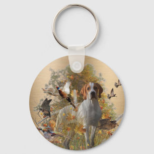 English Pointer  Tapestry Metal Print Drawstring B Key Ring