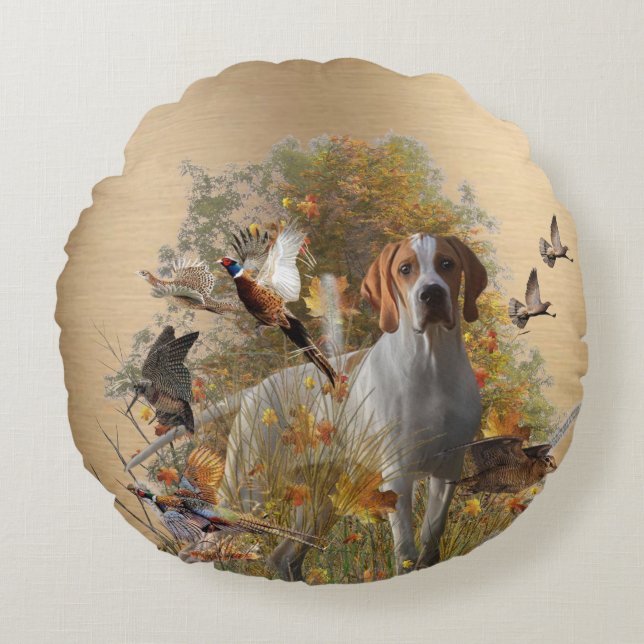 English Pointer  Tapestry Metal Print Drawstring B Round Cushion (Front)