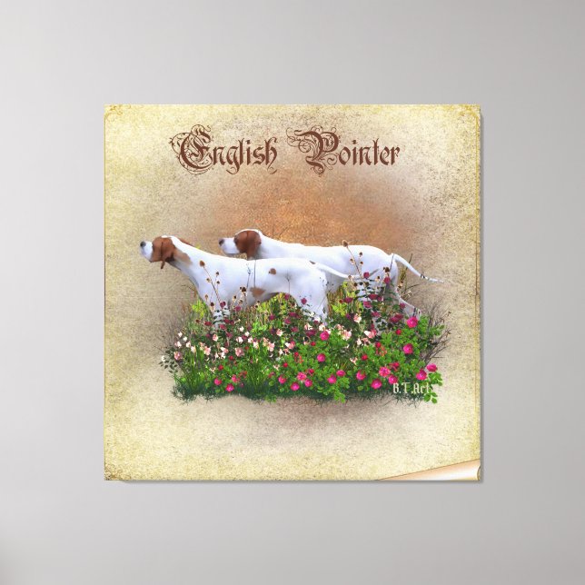English Pointer Tapestry Poster Triptych Acrylic P Canvas Print (Front)