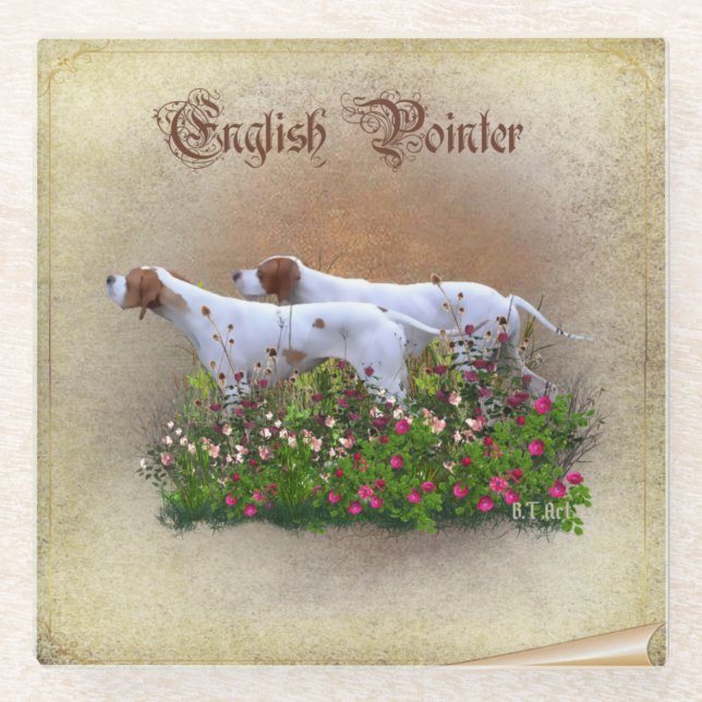 English Pointer Tapestry Poster Triptych Acrylic P Glass Coaster (Front)