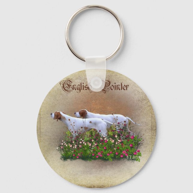 English Pointer Tapestry Poster Triptych Acrylic P Key Ring (Front)
