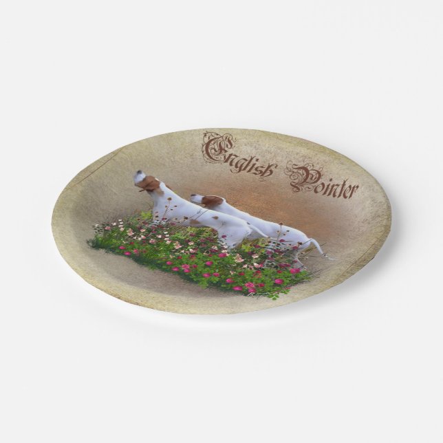English Pointer Tapestry Poster Triptych Acrylic P Paper Plate (Angled)