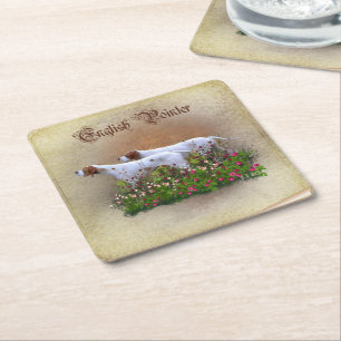 English Pointer Tapestry Poster Triptych Acrylic P Square Paper Coaster