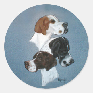 English Pointer Trio Head Study Classic Round Sticker