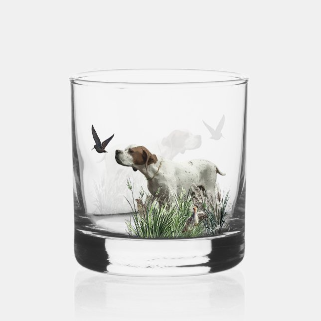 English Pointer Whiskey Glass (Front)