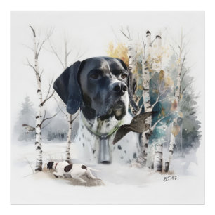 English Pointer , Woodcock Hunting Season , Art  Photo Print