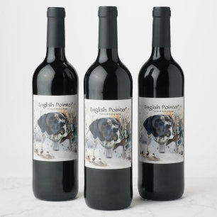 English Pointer , Woodcock Hunting Season , Art Wine Label