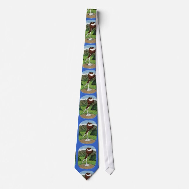 English Pouter Pigeon With Mountains Tie (Front)
