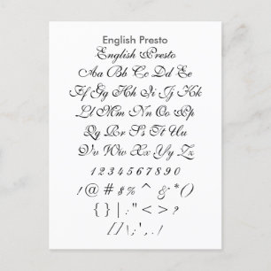 English Presto - Zazzle Font Sampler Sheet Postcard