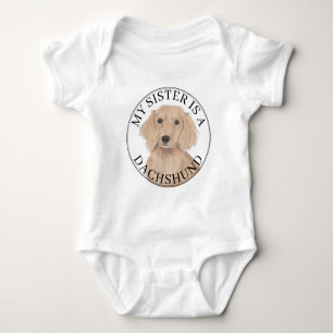 English Red Dachshund Dog Big Sister Baby Bodysuit
