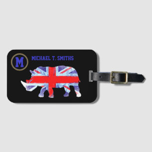 english rhino named luggage tag