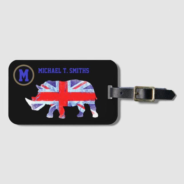english rhino named luggage tag (Front Horizontal)